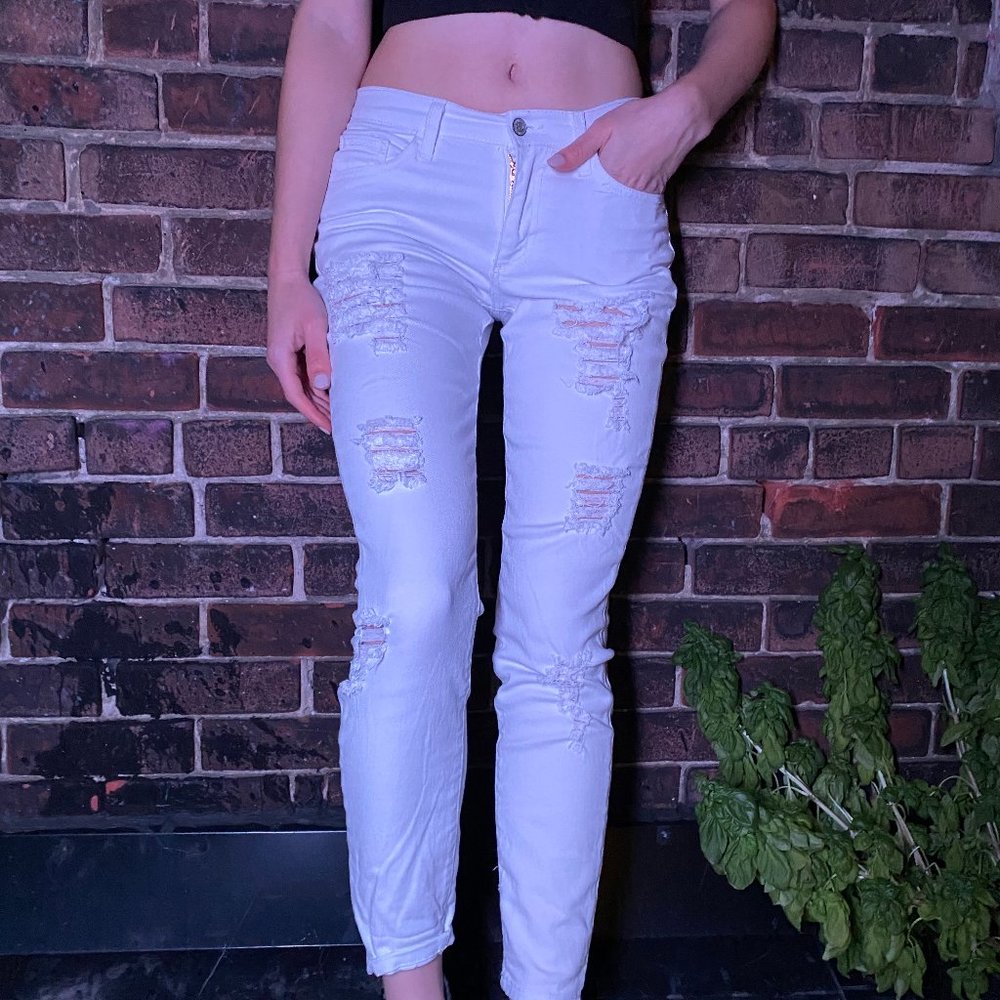 Judy Blue + Rags to Riches White Destroyed Jeans